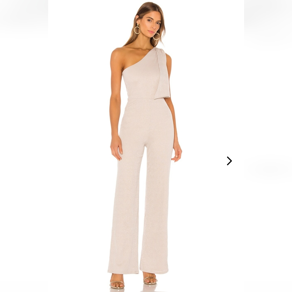 Lovers + Friends One-Shoulder Cream Knit Jumpsuit